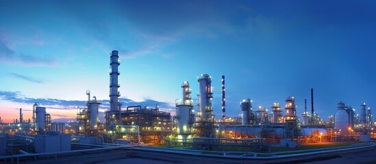 Naklejka premium petrochemical industry on sunset and Twilight sky
