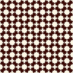 Seamless surface design with arabic ornament. Moroccan stars and crosses motif. Oriental traditional pattern with repeated mosaic tile. Tracery window wallpaper. Arabesque digital paper, textile print