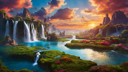 waterfall in the mountains