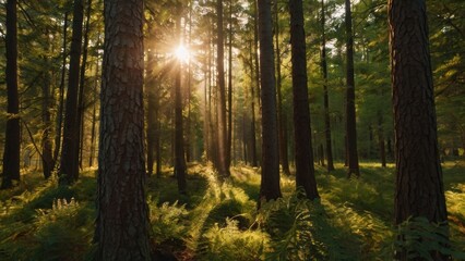 Fototapeta premium Golden Hour in a Summer Forest 