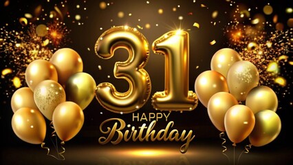 festive background with balloons with the number of the 31th anniversary, birthday greetings
