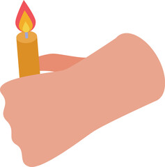 Hand is carefully holding a burning candle, symbolizing hope and remembrance