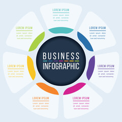 7 Options Infographic circle design 7 steps, objects, elements or options information business infographic template
