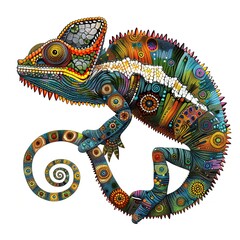 Chameleon Ethnic Fusion animal fashion cartoon isolated whitebackground 16:9