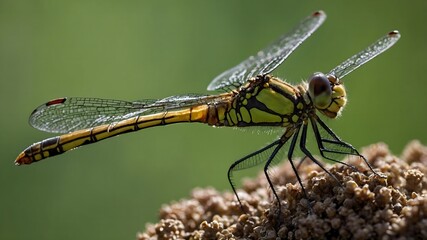 Beautiful dragonfly in a lush green setting