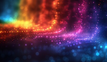 Obraz premium Black background with small neon lights on the bottom right corner.