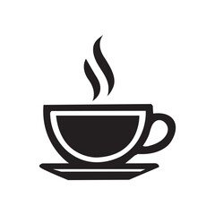 Coffee cup vector logo template. Vector coffee shop labels silhouette illustration design.