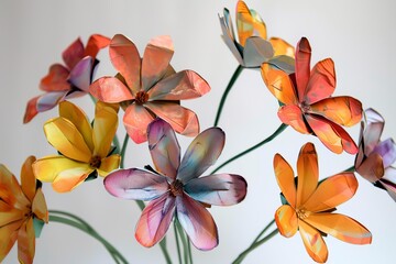Flowers and leaves made of paper