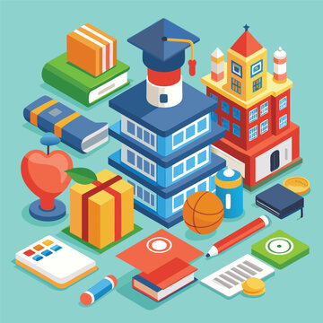 Collection of 3d back to school icon, education and icons, 3d education and social media icons for university. social network concept