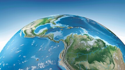 Fototapeta premium 3D Rendered Globe of North and South America, 3D Globe, Digital Art, World Map, Geography
