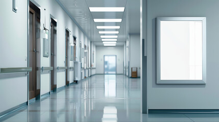 Empty modern hospital corridor 