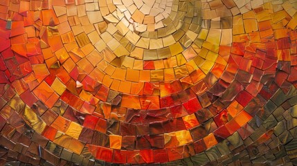 Fototapeta premium Abstract Mosaic of Warm Colors, Tile, Mosaic, Art, Pattern