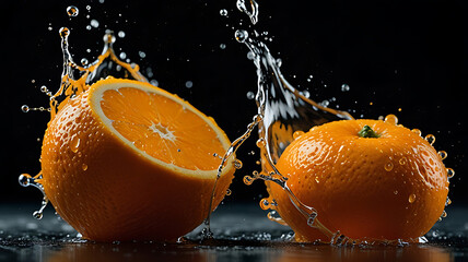 orange in water splash