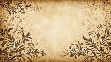Vintage Floral Background, Antique Paper, Brown Design