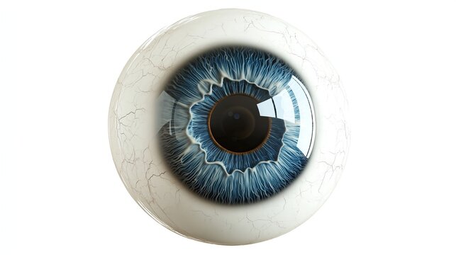one single human eyeball organ model isolated on white background