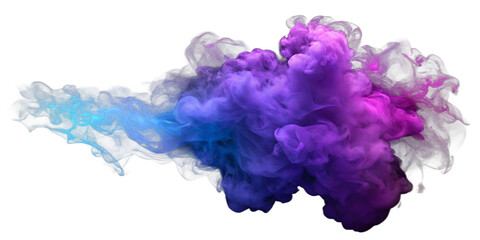 Blue and purple smoke  isolated on transparent background