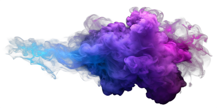 Blue and purple smoke  isolated on transparent background