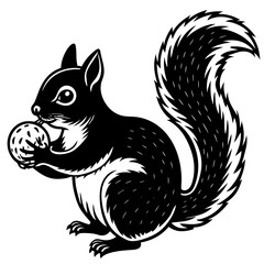 Squirrel playing  black vector illustration