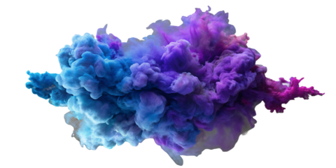 Blue and purple smoke  isolated on transparent background