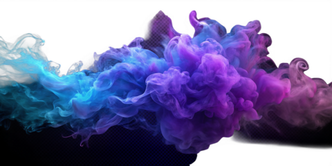 Blue and purple smoke  isolated on transparent background