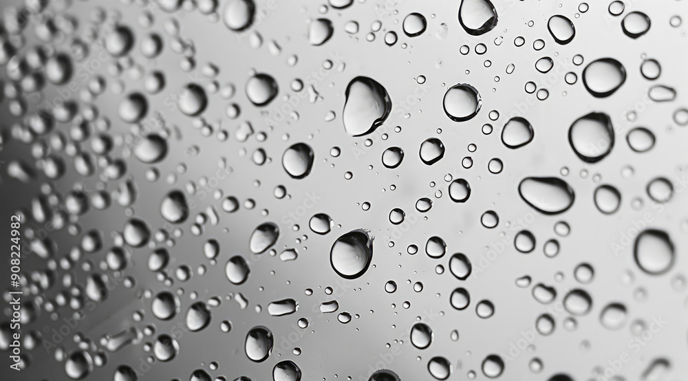 Poster raindrops on a clear pane of glass. generative ai.