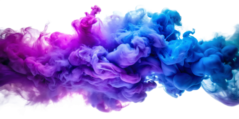 Blue and purple smoke  isolated on transparent background