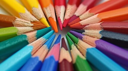 Color pencils on a white background