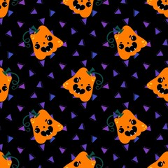 Halloween pumpkins seamless monsters pattern for wrapping paper and fabric