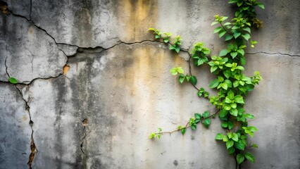 Concrete Wall with  Plant Growth Texture: Natural and Organic  AI Generated