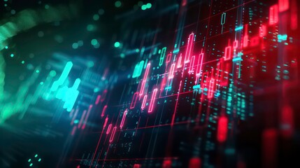 Abstract digital screen displaying data and glowing lines