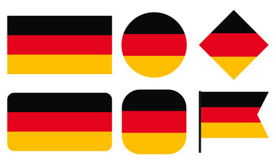 Collection of Germany flag vector isolated on black background.