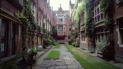 College Courtyard at Pembroke College, University of Cambridge - Academic Architecture in Historic British City Center