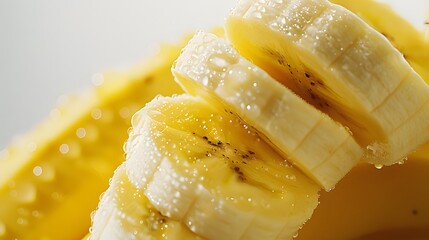 Close-Up of Sliced Banana with Bright Yellow Peel and Detailed Texture