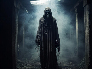 Frightened Souls in Dark Halloween Night