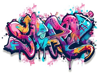 Vibrant Graffiti Inspired Sticker Design for Streetwear Fashion and Apparel Branding