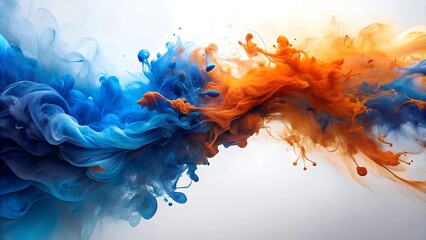 Abstract Ink Symphony in Azure and Tangerine  generative AI