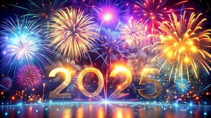 2025: A Celebration of Innovation and Progress with Fireworks and Confetti  generative AI