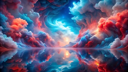 Red and Blue Dreamscape: A Surreal Abstract Journey  AI generated