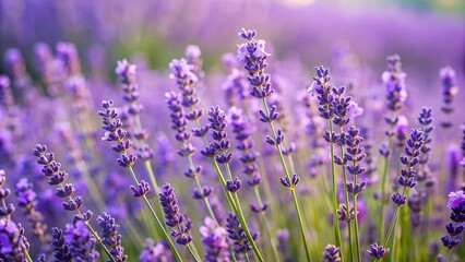 Obraz premium The Lavender Breeze: A Field Swaying in the Wind generative AI