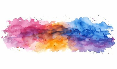 Watercolor abstract dawn sky on white.