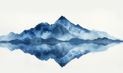 Abstract mountain silhouette in watercolor on a white canvas.