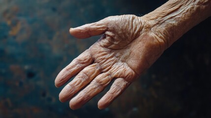 Fototapeta premium Wrinkled Hand of an Elderly Person