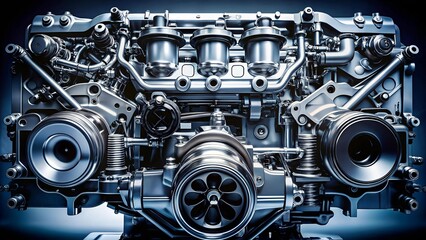 Fototapeta premium The Engine's Embrace: A Symphony of Strength and Silence AI generated