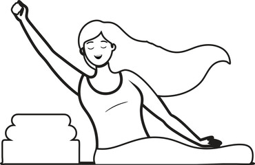 A woman who wakes up in the morning and stretches  vector illustration 