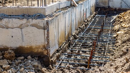 House renovation Concrete foundation and steel reinforcement