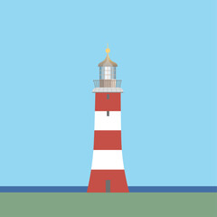Smeaton's Tower lighthouse in Plymouth. Simplified vector illustration