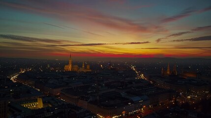 Naklejka premium Aerial night view of the city