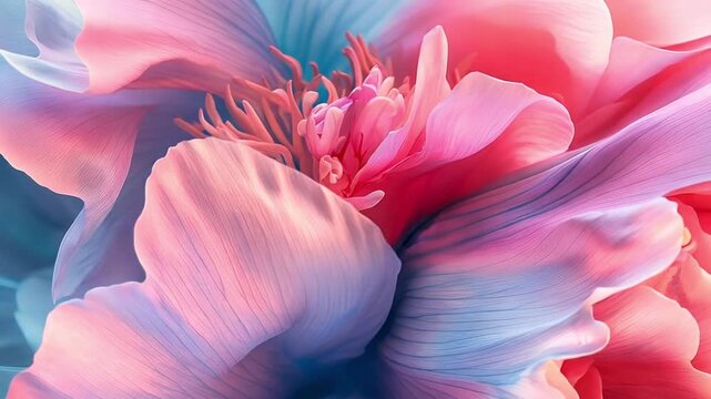 Abstract colorful flower bloom, digital art slow motion animation.