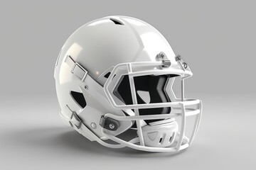 Fototapeta premium American Football Mask. White Football Helmet Isolated on Grey Background Mockup