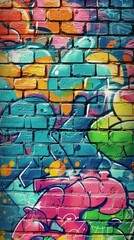 Obraz premium Colorful Graffiti Artwork Displayed on Urban Brick Wall